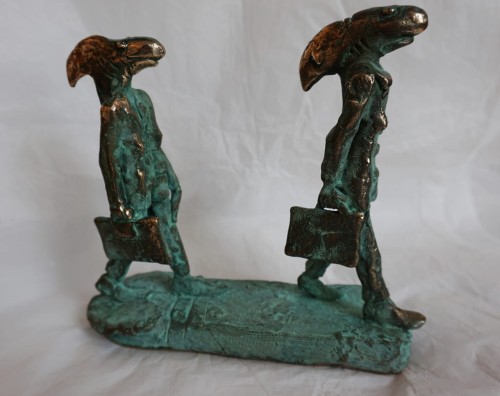 Adam Kuba Matejkowski,rzezba z brazu,Rekinice giełdowe,rzezba na przezent,do salonu,galeria sztuki Bellotto Warszawa.JPG