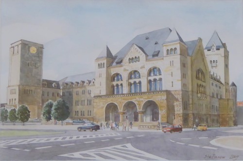 Piotr Stefanow,akwarela,Zamek cesarski w Poznaniu,galeria sztuki Bellotto Warszawa.JPG