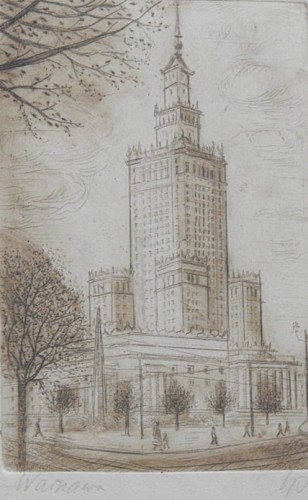 felicja potynska-palac kultury i nauki,1955 rok,grafika dla kolekcjonerów,widoki warszawy,galeria sztuki Bellotto Warszawa.JPG