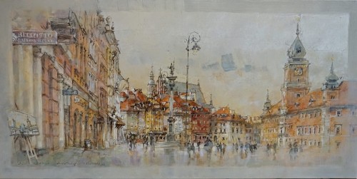 Alicja Pochopień Kuzniarz_Warszawa_ 140 x 70 cm_2020 r_widoki Warszawy_obraz do salonu_galeria sztuki Bellotto Warszawa.JPG