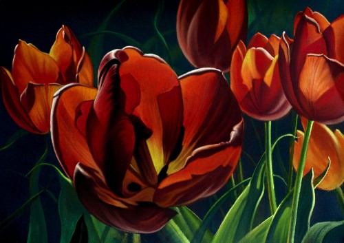 Zbigniew Kotowski_pastel_Czerwone tulipany_obraz do salonu_obraz do gabinetu_galeria sztuki Bellotto Warszawa.jpg