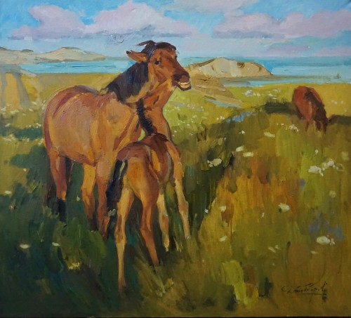 Albert Djabbarov_Na łące_olej na płótnoe_90 x 100 cm_2006 rok_galeria sztuki Bellotto Warszawa.JPG