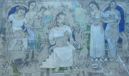 Tomasz Kazikowski_Karmienie jagniąt_obraz dla kolekcjonerów_akt kobiety_koty_galeria sztuki Bellotto Warszawa-crop.jpg