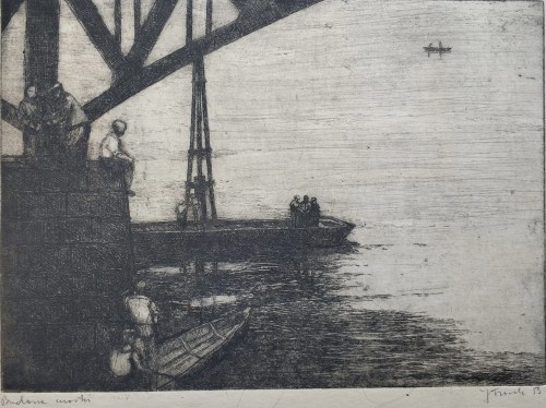 Jadwiga Dąbrowska Fronk_Budowa mostu_1953 rok_sztuka XX wieku_galeria sztuki Bellotto Warszawa.jpg