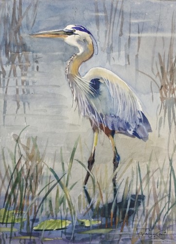 Aleksander Franko _akwarela_Czapla_Ptaki_galeria sztuki Bellotto Warszawa.jpg