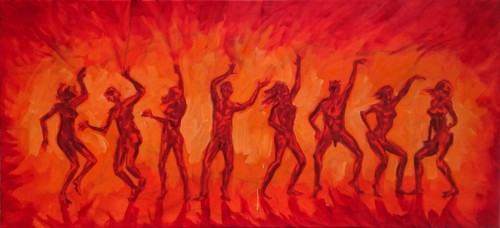 Magdalena Zając_Taniec z demonami_2018 rok_105 x 48 cm_galeria sztuki Bellotto Warszawa.jpg