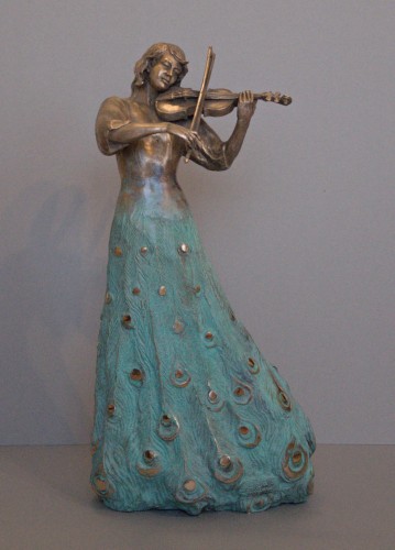 Andrzej Szczepaniec_Skrzypaczka_muzyka_braz patynowany_galeria sztuki Bellotto Warszawa.jpg