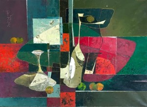 RYSZARD ZAJĄC / OBRAZ /STILL LIFE WITH RED FAN