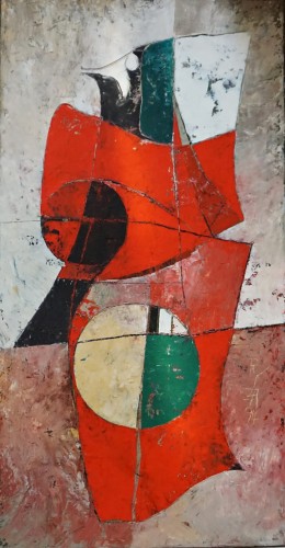 Ryszard Zając_czerwony pingwin_92x48-1994 rok_sztuka XX wieku_galeria sztuki Bellotto Warszawa.jpg