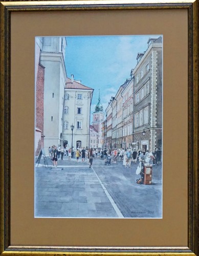 Piotr Stefanow_uliczki warszawy_Stare miasto_ulica świętojańska_akwarela_galeria sztuki Bellotto Warszawa.JPG