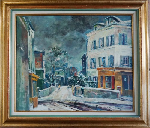Rene Zimmerman_zima w mieście _olej na płótnie_54 x 65 cm _ sztuka XX wieku_galeria sztuki Bellotto.JPG