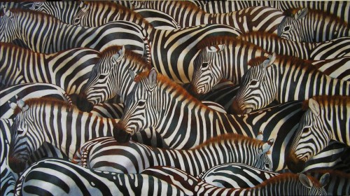 Ewa Lasek_Zebry-przenikanie_100x180_ol.płót_zwierzeta_sztuka animalistyczna_galeria sztuki Bellotto Warszawa.JPG