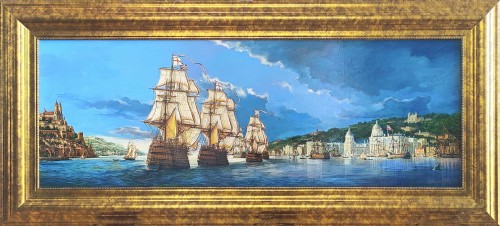 Andrzej Orliński_Flota wypływa z Greenwith_olej na płótnie_galeria sztuki Bellotto Warszawa.jpg