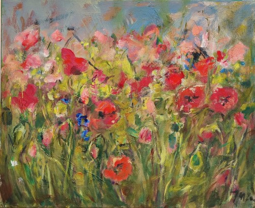Jadwiga Maria Jarosiewicz_Łąka maków_38_46 cm_2025 rok_olej na płótnie_kwiaty_maki__galeria sztuki Bellotto Warszawa.jpg