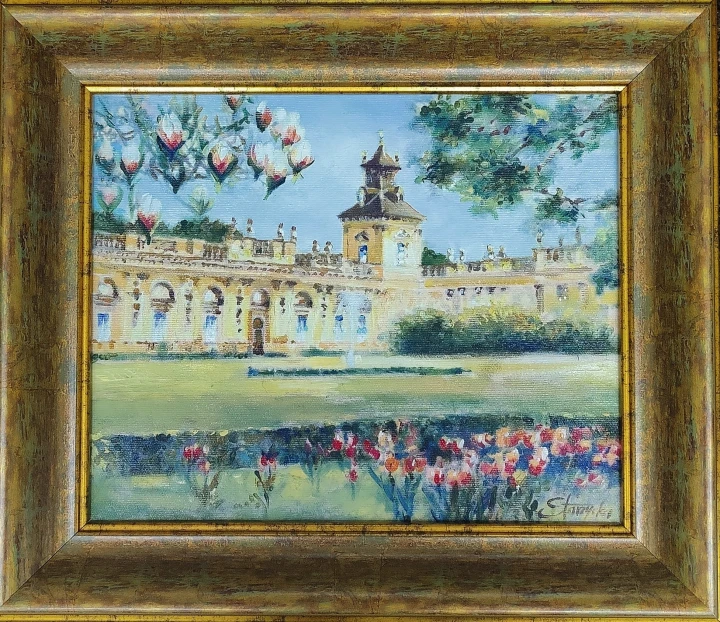 Magdalena Starzycka_Wilanów wiosną_27x 33 cm_2025 r_widoki warszawskie_galeria Sztuki Bellotto Warszawa.jpg