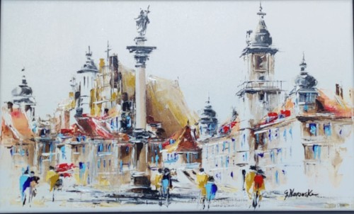 Grażyna Narowska_Na placu Zamkowym w Warszawie_akryl na płótnie_30-50 cm_widoki z warszawy_galeria sztuki Bellotto.jpg