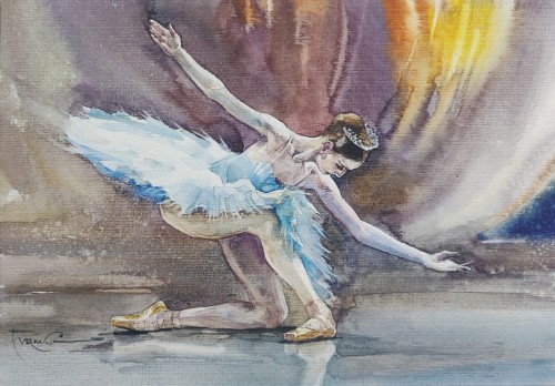 Aleksander Franko_Baletnica w koronie_akwarela_galeria sztuki Bellotto Warszawa.jpg