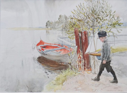 Piotr Stefanow_na podstawie Larssona_akwarela_galeria sztuki Bellotto Warszawa.JPG