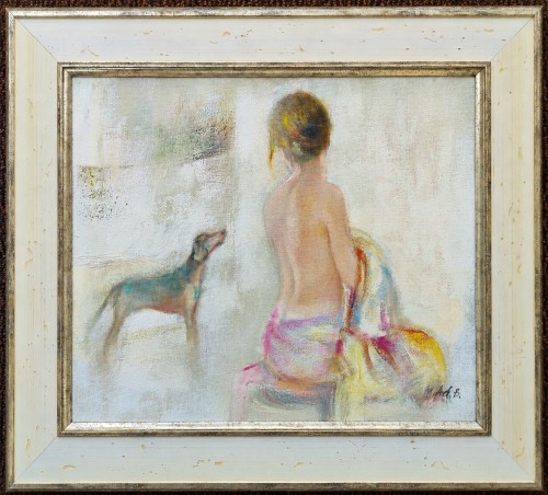 Maria Adamus Biskupska_Dziewczyna i pies II_2014 r_30 x 40 cm_galeria Sztuki Bellotto Warszawa.jpg