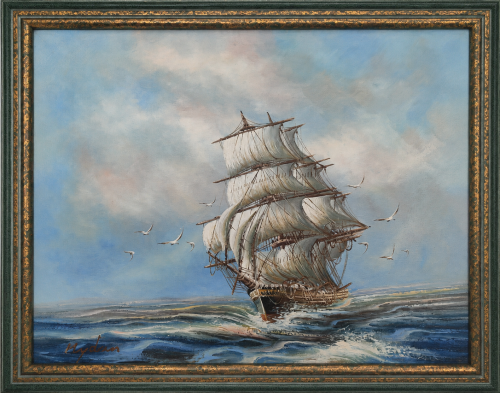 Hydan_Caravella _olej na płótnie_1999 rok_marynistyka_galeria sztuki Bellotto Warszawa.png