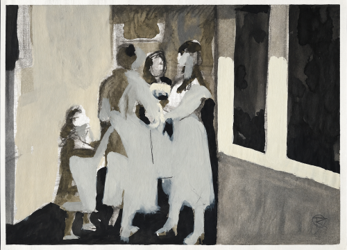 Tomasz Kazikowski_Rozmowa przy oknie  _papier_technika autorska _2012 rok_kobiety__galeria sztuki Bellotto Warszawa oooo.png