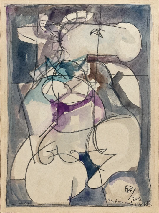 Tomasz Kazikowski Papier_mother and child_2013 rok_z cyklu Matki_galeria sztuki Bellotto Warszawa.png