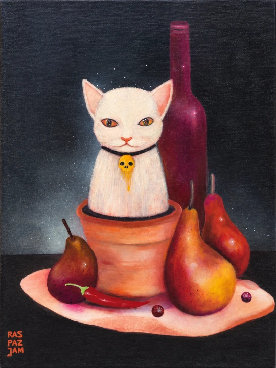Jan Michał Raspazjan_Biały kot_60 x 50 cm_2026 rok_galeria sztuiki Bellotto Warszawa.png