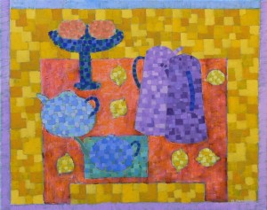 MAŁGORZATA DAMIĘCKA / OBRAZ / ,, MARTWA NATURA W ŻÓŁCIENIACH I FIOLETACH,,